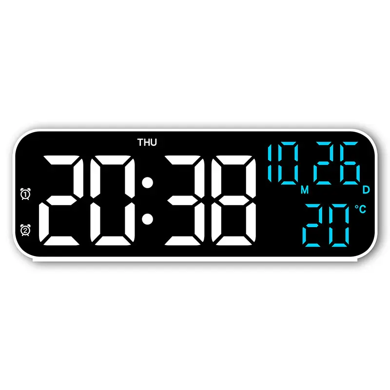 New 9-in LED Alarm Clock - Large Display Digital Desk Clock with Multiple Alarms, Time, Temperature & Date Functions, Silent Non-Ticking, Modern Minimalist Design for Bedroom, Office Home Use