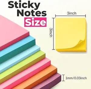 Sticky Notes 3x3 Bright Color Self Stick Memo Pads 8 Pack 100 Sheets Each for Office School