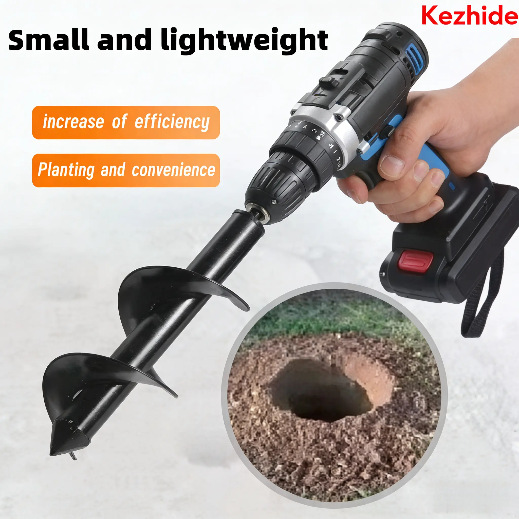 Kezhide Carbon Steel Garden Auger Spiral Drill Bit Set with 3/8"-Hex Drive - 3 Sizes (5x45, 4x45, 4x22 cm) Black Loose Soil Planting Hole Digger Tool Accessories, Convenient Father's Day Gift with Convenience