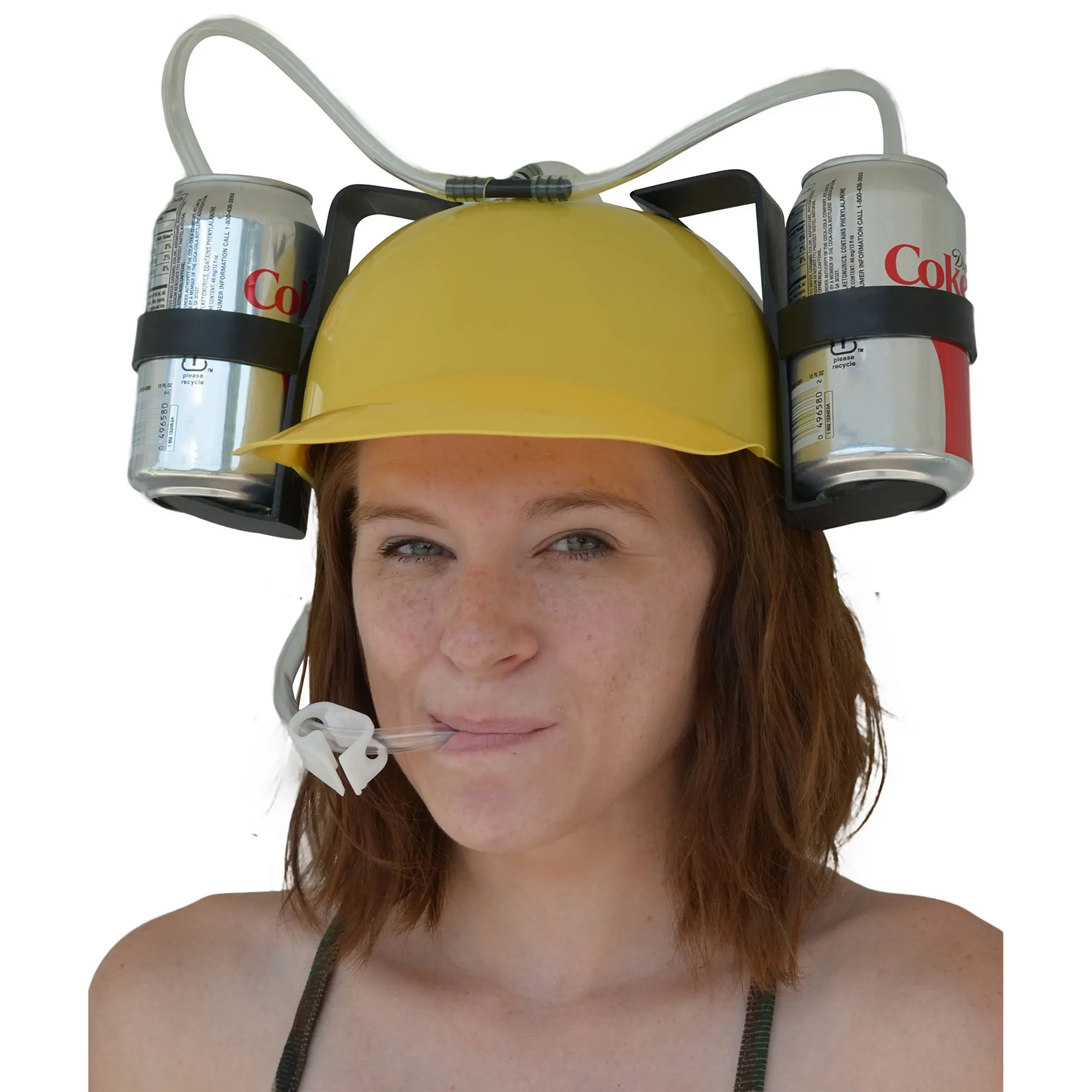 Beer and Soda Guzzler Helmet and Drinking Party Hat | Holds 2 Cans | Yellow by Fairly Odd Novelties