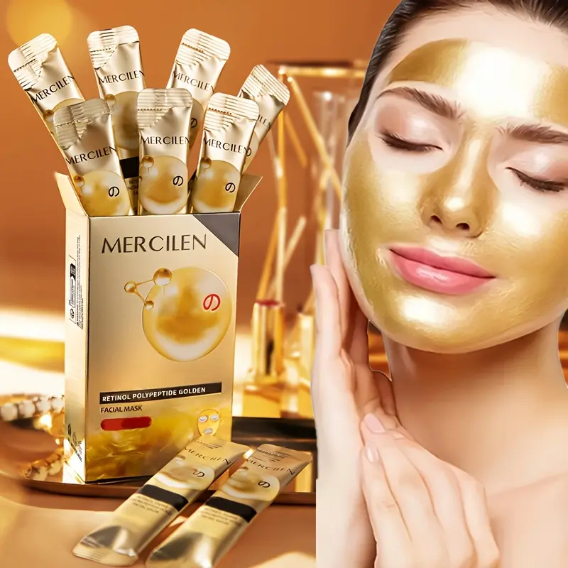 Retinol Snake Venom Gold Mask, 10pcs/box Moisturizer Hydrating Mask Deep Moisturizing & Smoothing Skin Mask, Hydrating Facial for All Skin Types, Face Care Products