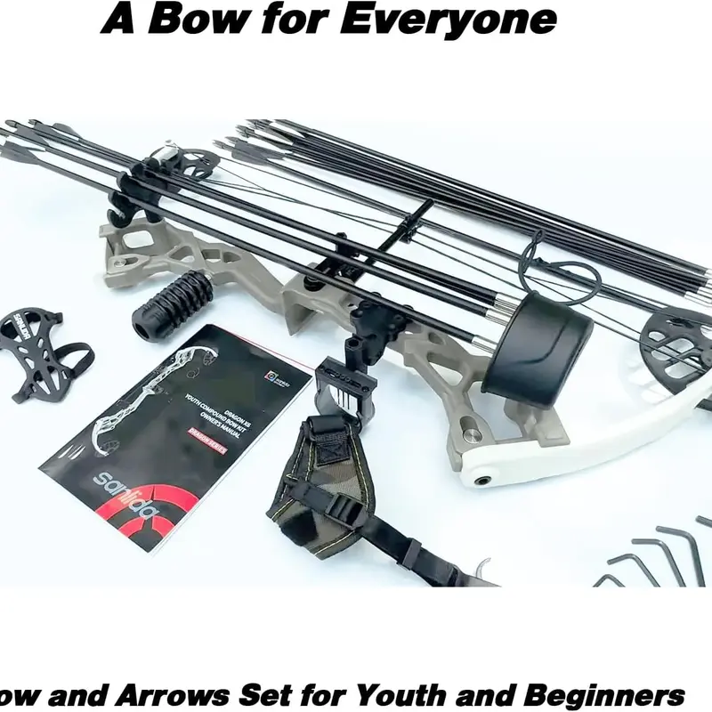 Sanlida Archery Dragon X6 Compound Bow Kit and Arrow Set for Youth, Kids & Beginners,19”-28” Draw Length, 15-30lbs Draw Weight for Training, RH Only