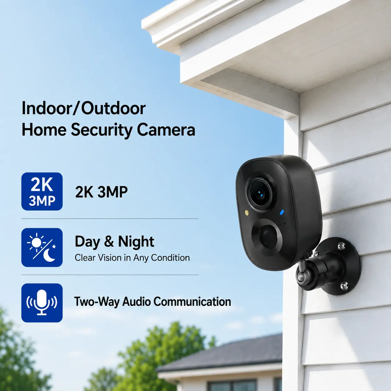 2K Wireless Outdoor Security Camera for Home Security, 2.4G Wi-Fi, HD Video, Night Vision, Instant Alert, AI Human Detection, 2-Way Audio, Spotlight, Siren Alarm, Speaker, Local Storage Support, Mount Compatible, Smart Home Gadgets Integration 2PACK
