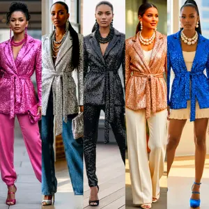 Sequin Tie Blazer - Stylish Sequin Blazer with Tie Detail (NO RETURNS NO EXCHANGES)