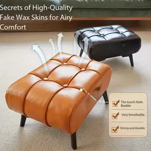 Office footstool - leather waxed footstool, stylish and multifunctional sofa side stool, shoe changing stool, suitable for living room/hallway/foyer/entrance/bedroom/sofa/terrace/cloakroom footstool, Christmas gifts.
