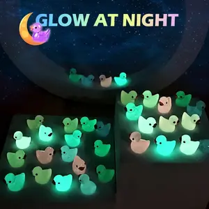 Glow in the Dark Mini Resin Ducks Cute Luminous Tiny Duck Figurines for Home Decor Party Favors Crafts Bath Toys 100 Packs