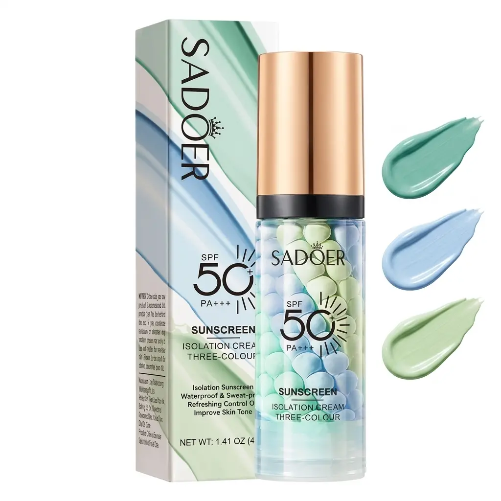 2-Piece 3-In-1 Makeup Base Primer - Color Correction, SPF 50 PA+ Sunscreen Isolation Cream, Oil Control, Moisturizing, Skin Tone Adjusting Serum