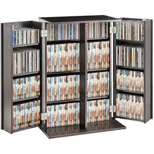 VEVOR Media Storage Cabinet, Adjustable DVD Cabinet, CD Storage Holds up to 1080 CDs, Protects Organizes Music, Movie, Video Games or Memorabilia Collections-Espresso