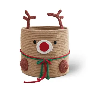 Christmas Deer Basket, Reindeer/Elk Basket, Christmas/Baby Gift Basket, Cute Toy Basket, for Nursery, Clothes, Towels Pack Pet Decorative Organiser