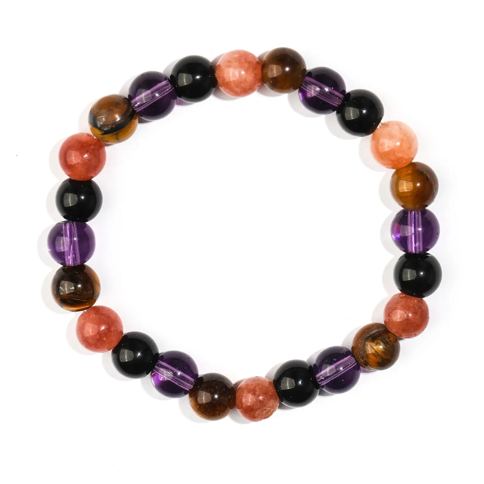 Tiger Eye+Obsidian+Amethyst Bracelet