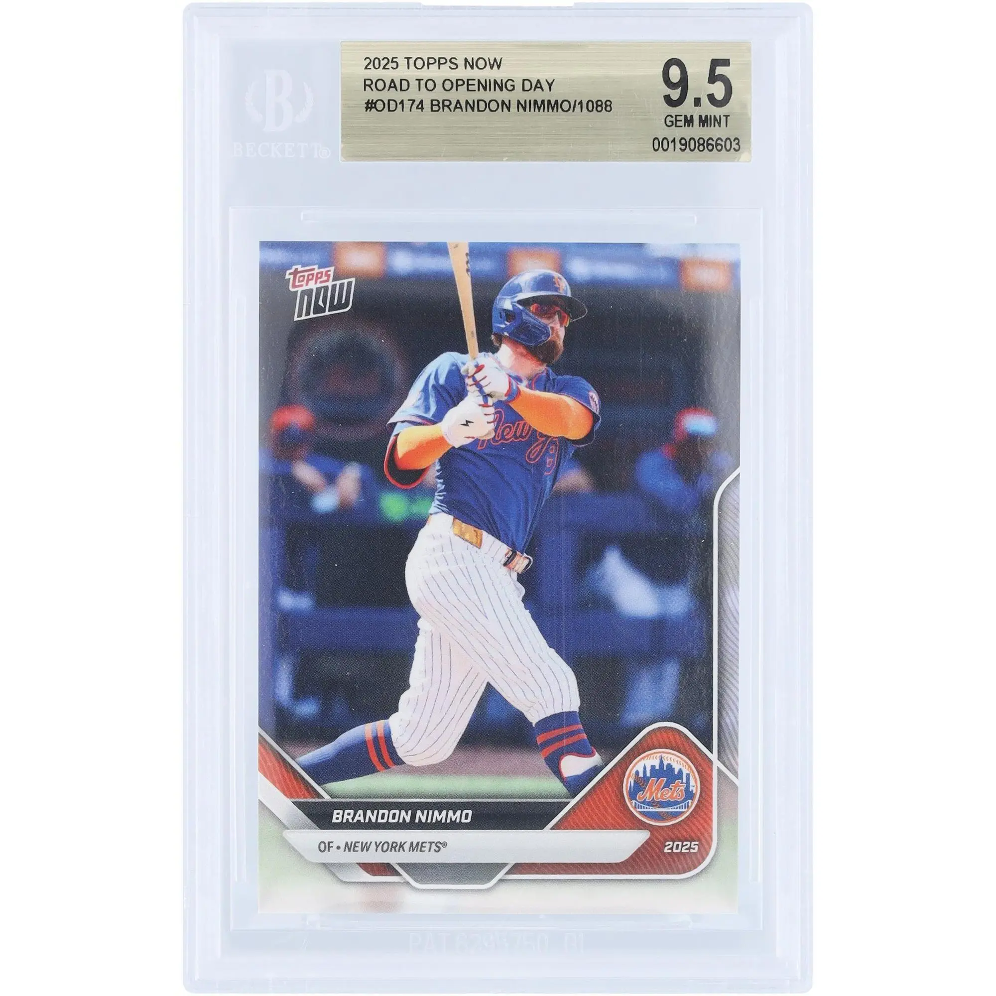 Brandon Nimmo New York Mets 2025 Topps Now Road to Opening Day #OD-174 BGS Authenticated 9.5 Card