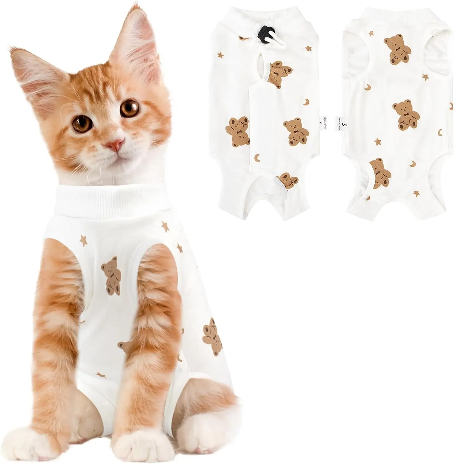 Coppthinktu Cat Recovery Suit Female, Breathable Cat Onesie After Surgery Female for Abdominal Wounds or Skin Diseases, Surgery Recovery Suit Kitten Onesie After Spay Wear Anti Licking Gift