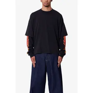 mnml Double Layer Thermal Sleeve Tee - Washed Black