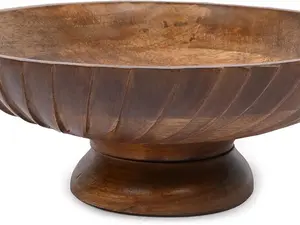 Mango Wood Decorative Wooden Bowl Hand Carved Home Decor for Dining Table Center, Living Room, Kitchen Décor (12" x 12' x 4.75")