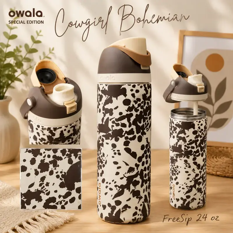 Owala 24oz Tumbler - Cowgirl Core Limited Edition Stainless Steel Water Bottle, Insulated Sports Cup for Tennis Gym Gift