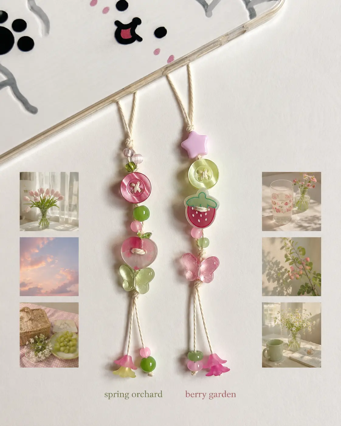 [NEW] Buttom Charm, Animals & Fruits Charms Hanging Strap – Phone & Bag Accessory - Handmade phone Strap