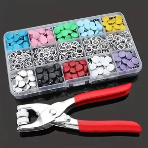 100pcs set Colorful Durable Metal Button Tool Kit with Pliers Manual Press Clamp Stainless Steel, DIY Craft Clothing Hat Bag Sewing Supplies Sewing Tools Sewing Supplies Crafts