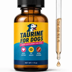 Taurine for Dogs, Bacon Flavored Heart & Eye Wellness Drops with Eyebright, 100mg Taurine Per 1mL, Daily Dog Amino Acid Support, for Small, Medium & Large Dogs, 1 fl oz