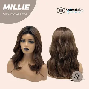 JBEXTENSION 16 Inches Mocha Pre-Cut Snowflake Lace Frontlace Glueless Wig MILLIE SNOWFLAKE【PERMATEASE】【BENDY EAR TABS】