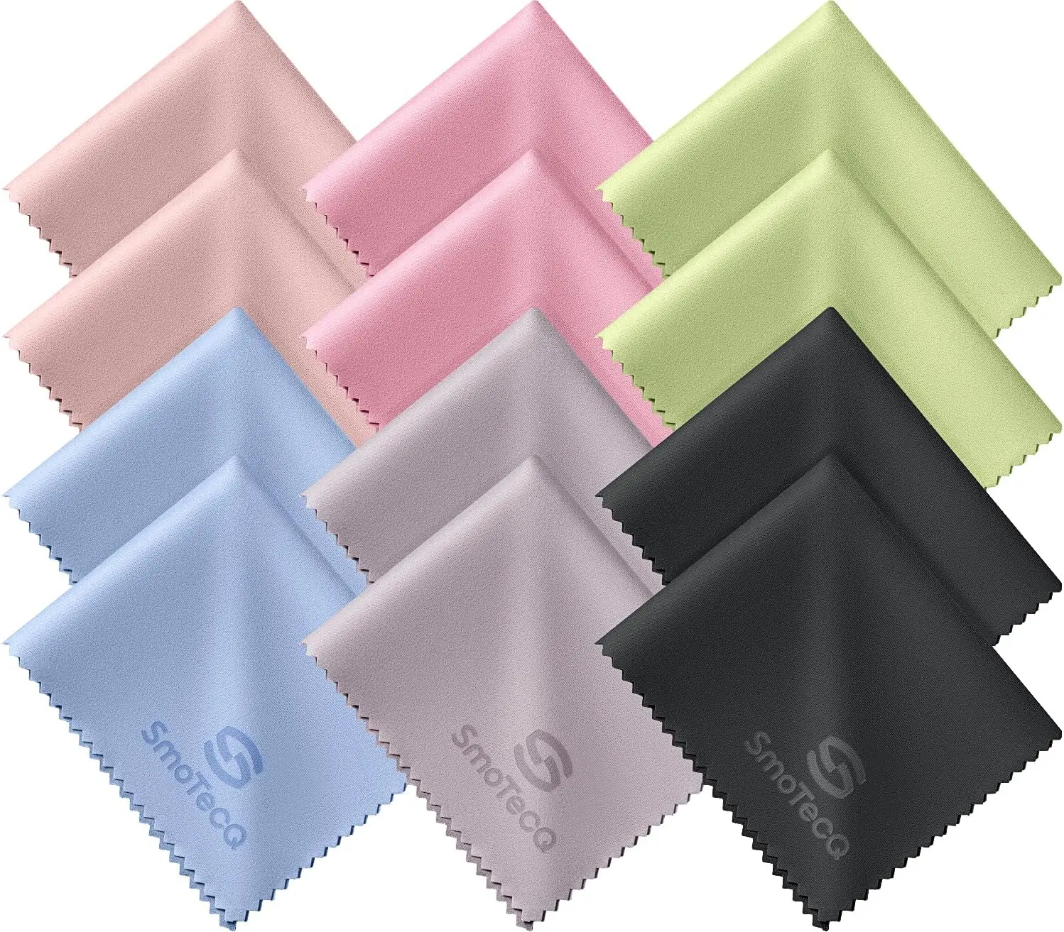 12-Pack Microfiber Lens Cleaning Cloths - Ultra-Soft, Scratch-Free for Eyeglasses, Screens - 7x6 in, Assorted Colors
