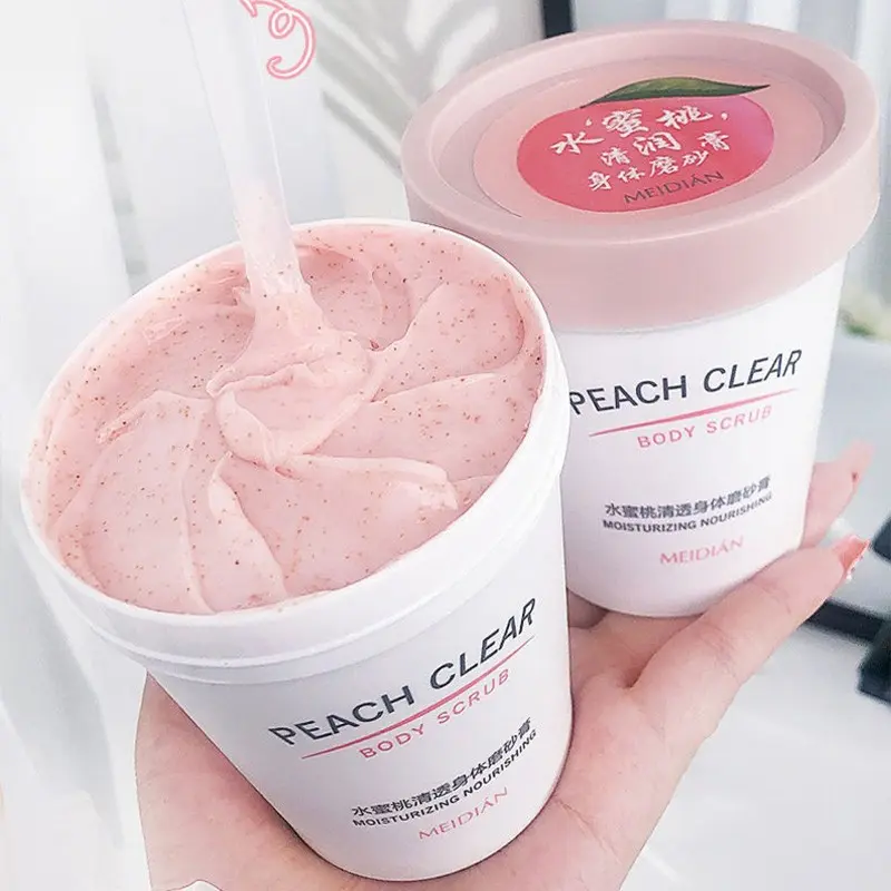 Mei Dian Peach Body Scrub, Ice Cream Exfoliating Soap, Affordable Body Care, Smooth Skin, Gentle Exfoliation, Exfoliate Body, Moisturizing Formula, Hydrating, Moisture, Moisturize