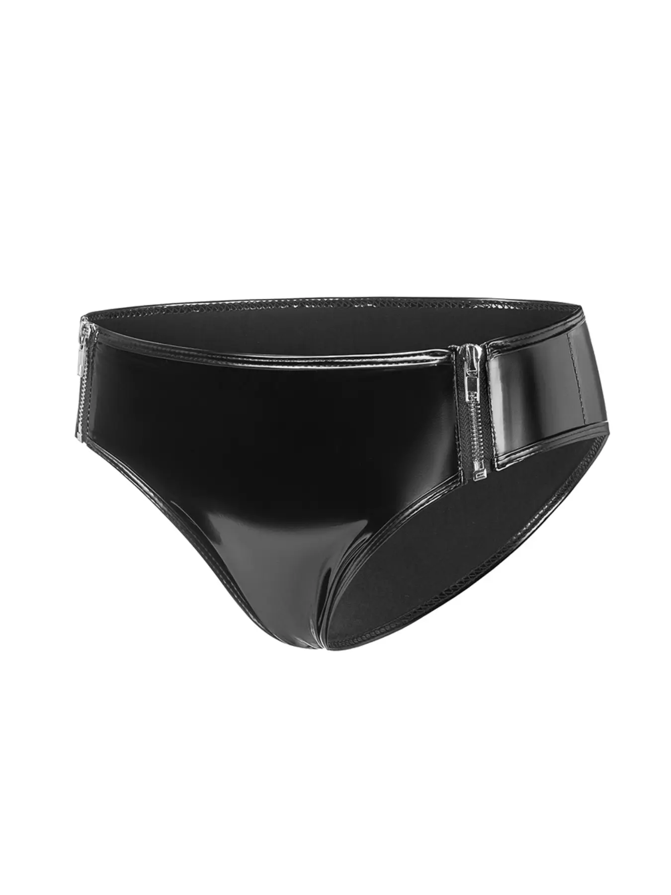 Women's Sexy PU Leather Shorts, Low Waist Side Zipper Shiny Triangle Underwear, Tight Fit Wet Look Lingerie Panties, Cheeky Panty, All Seasons Fashion, Low Waist Briefs