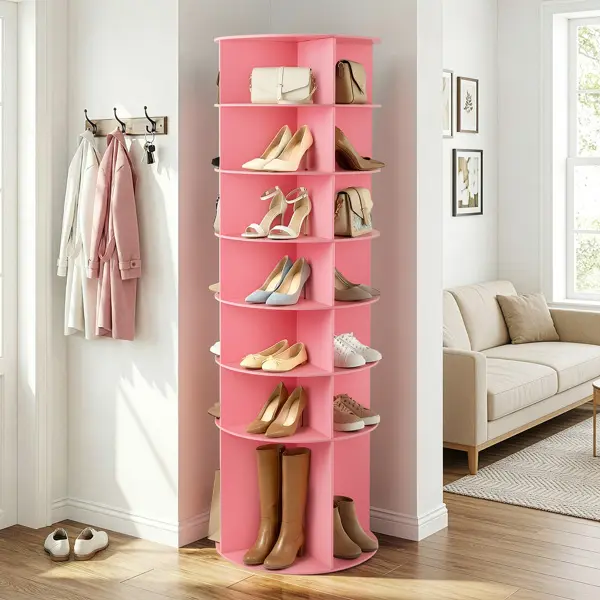 7-tier 360° rotating WPC shoe rack, vertical space-saving shoe storage cabinet for entryway closet bedroom, black/white/gray/pink