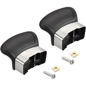 2 Pcs Replacement Short Side Handles for Single-Hole Pots Pans, Panhandle with Screw for Pressure Pan Black Cooker Steamer