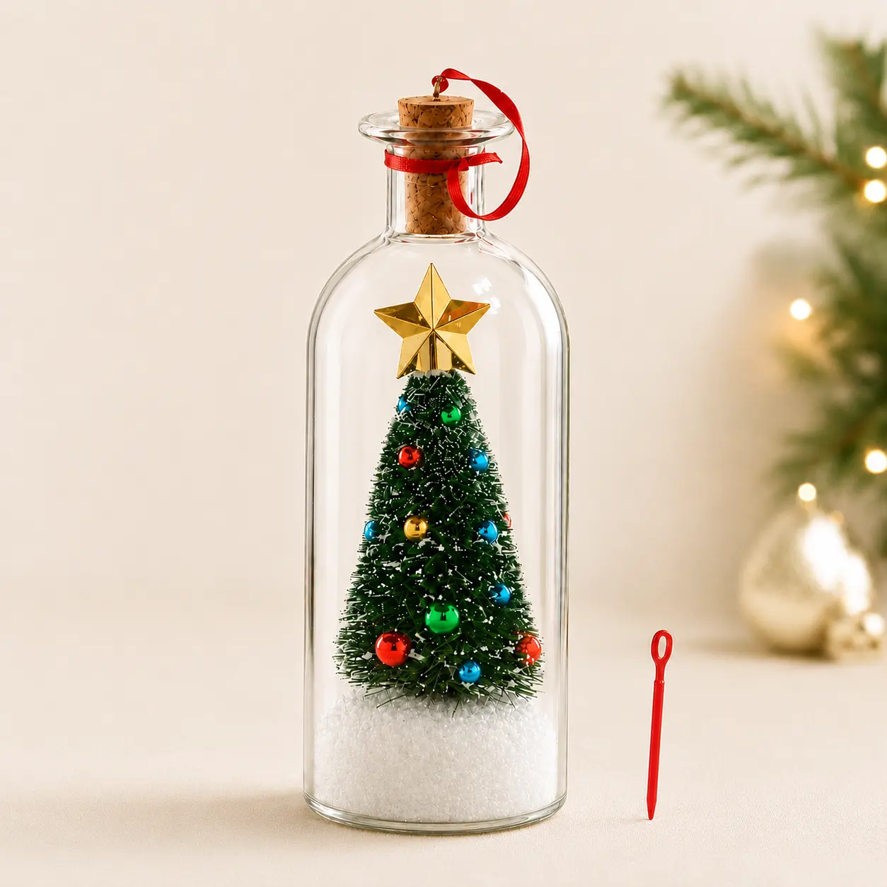 Christmas 8 Inch Recordable Christmas Tree Message in a Bottle, Mini Holiday Ornament with Recording Function Pin, Ideal & Perfect Holiday Gift