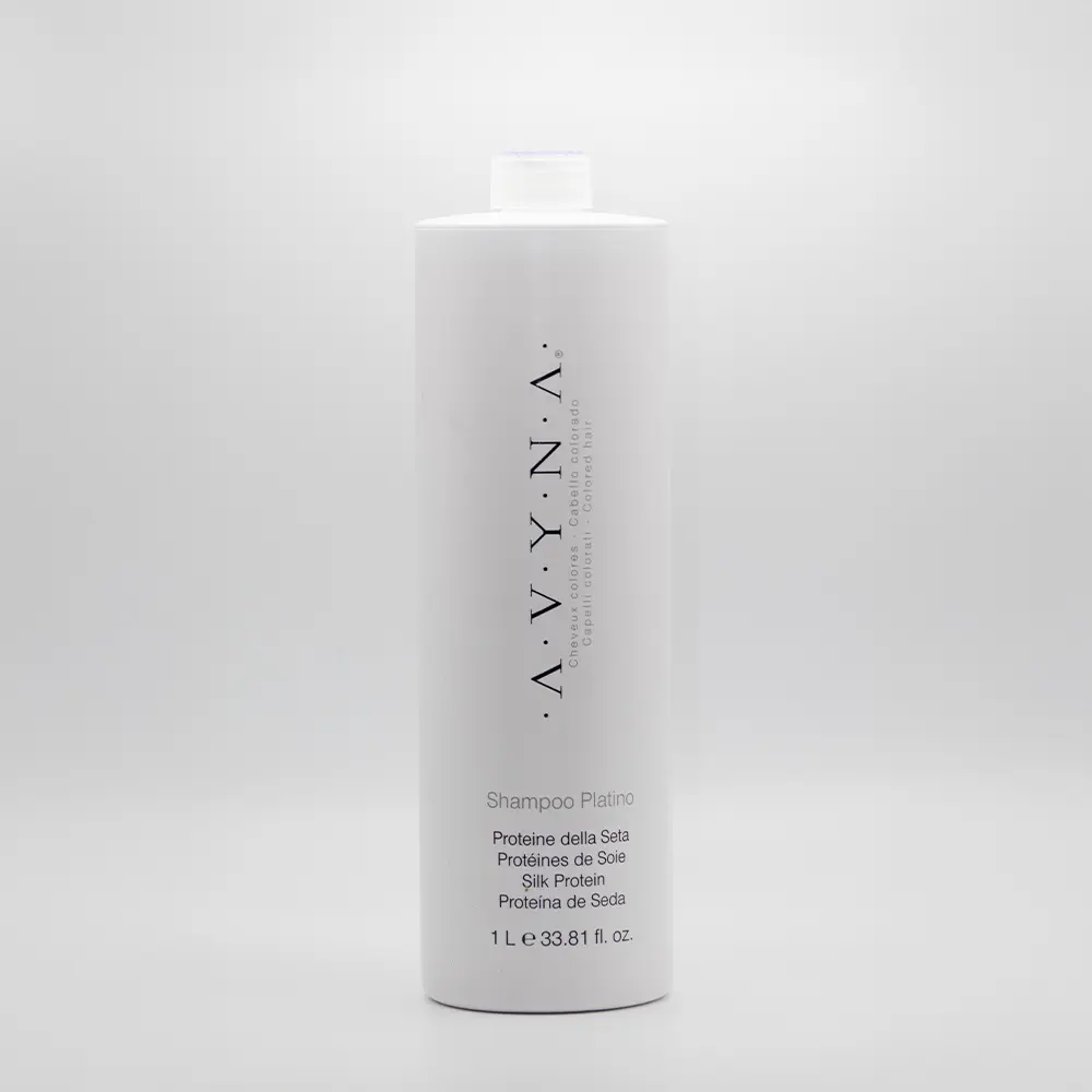 Avyna Platino-Silver Toning Shampoo, 33.8oz, Anti-Yellow Formula for Dyed Hair with Silk Protein to Neutralize Brassiness and Boost Softness
