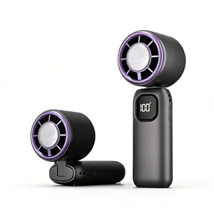 2026 Refrigeration Handheld TurboFan, 3600mAh Battery Operated, Up to 12Working Hours, 199-Level Stepless Controlwith Digital Display, 5-in-1Handheld/Neck/Desktop Cooling Fan forTravel, Dorm & Office, Fathers Day GiftPortable