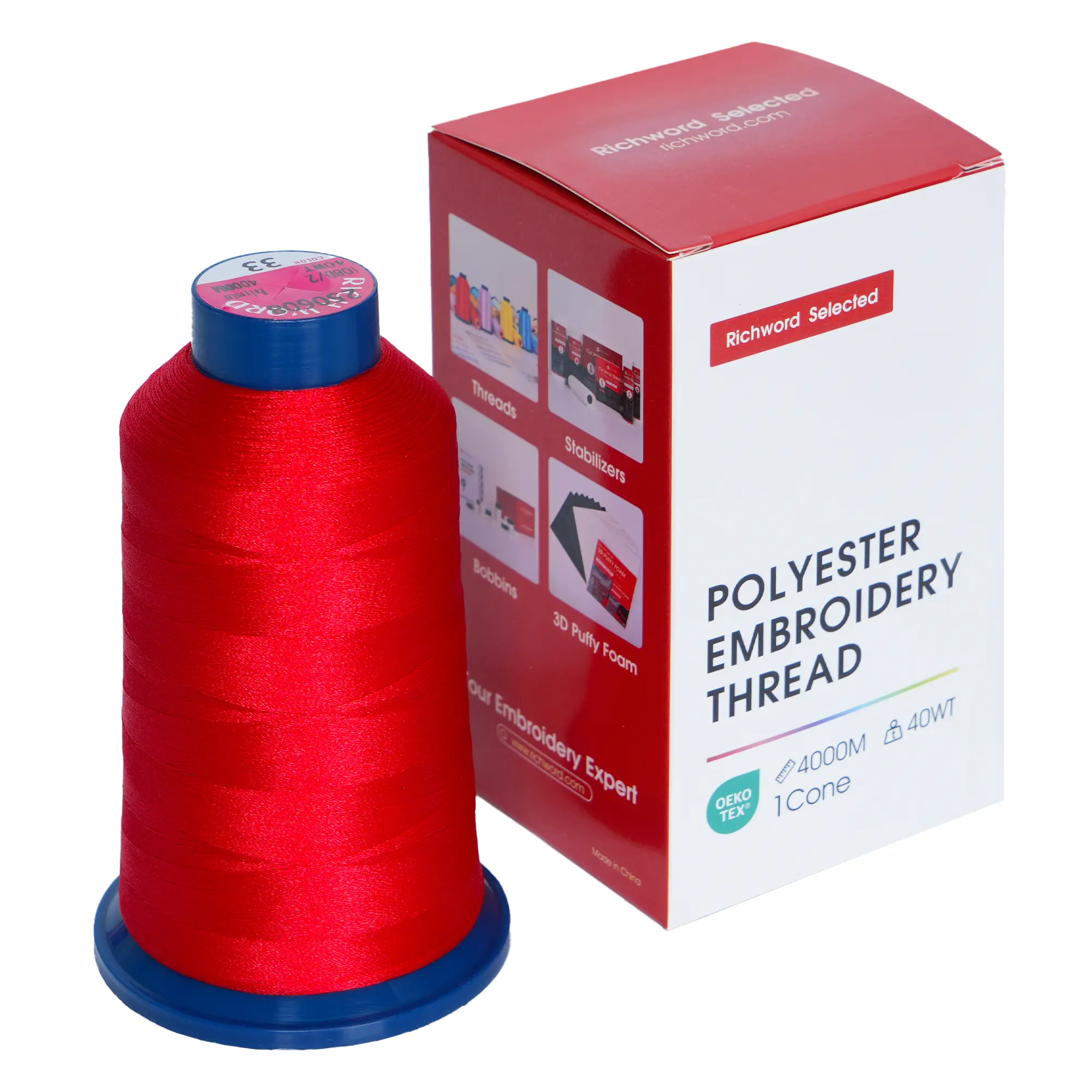 PooLin Richword Embroidery Polyester Thread, 4000m, 40wt, 108D/2 Sewing Threads for Sewing & Embroidery Machines, Sewing Threads For Sewing Machine