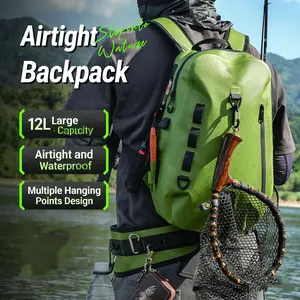 Waterproof Fishing Tackle Backpack with Airtight Seal for Kayak Canoe Outdoor Hiking Camping Fishing Gear Storage Organizer Shoulder Bag