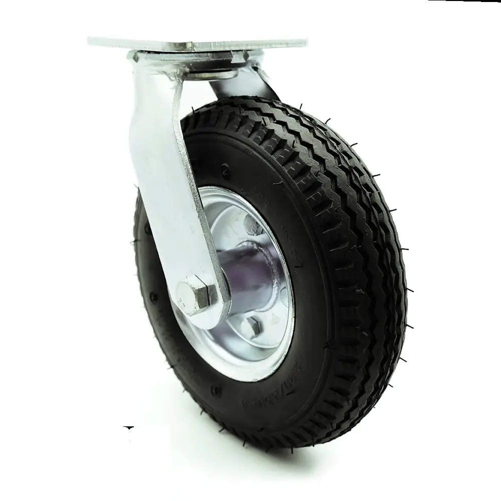 212 MAIN SCC-100S280-PNB Service Caster, 8 in. Rubber Swivel Type Pneumatic Caster Wheel, Black