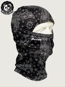 Paisley Print Balaclava, Breathable Cut Out Face Mask, Outdoor Sports Cycling Face Cover for Men & Women, Sports & Outdoor Clothing Accessories