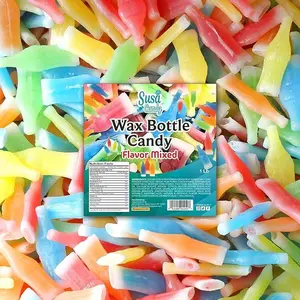 Nik-L-Nips Vintage Wax Bottle Candy 1 Pound Drinks Flavored  (Cherry, Orange, Lemon, Blue Raspberry,  Apple Flavors) 1 Pound Pack Bonbon Snack Sweet