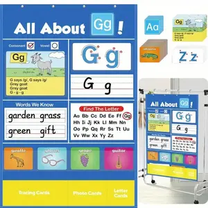 Alphabet Learning Pocket Chart, Letter Recognition Tool, Visual Learning Tools, Classroom Wall Chart Supports Early Literacy/Interactive Homeschool Aid for Kindergarten