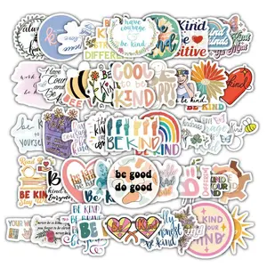 Kindness Themed Sticker, Decal Sticker, Multicolor Letter & Cartoon Design Waterproof Self Adhesive Decor Paper for Casing, Decor Stickers for Gift Greeting Card Water Bottle Laptop Cellphone Protector Phone Case, DIY Accessories
