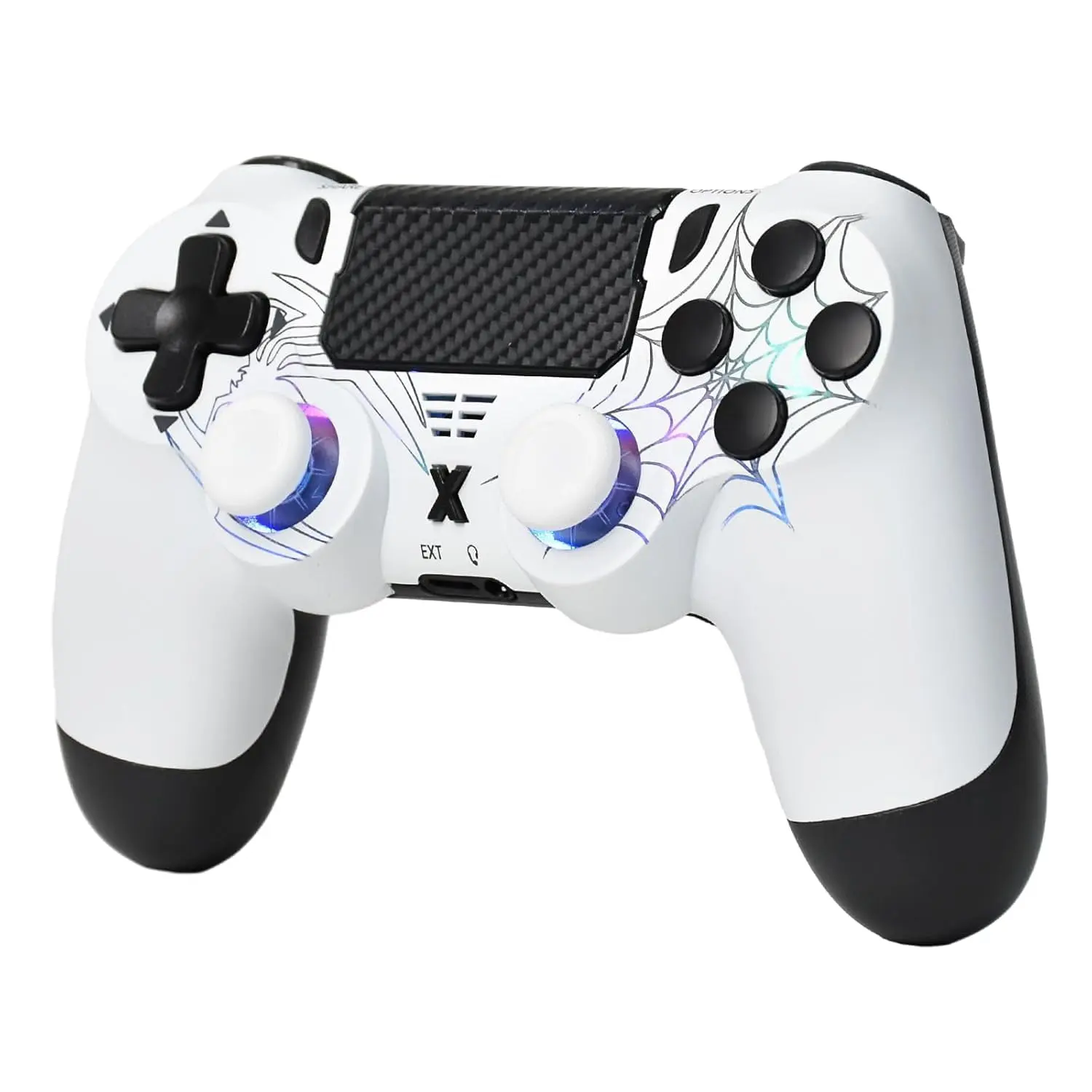 Wireless Controller for PS4/PC Gaming Accessories, Spider Design, Hall Effect Joystick, RGB Lighting, Dual Vibration, 6-Axis Gyro, Touchpad, Type-C Charging, 3.5mm Headphone Jack