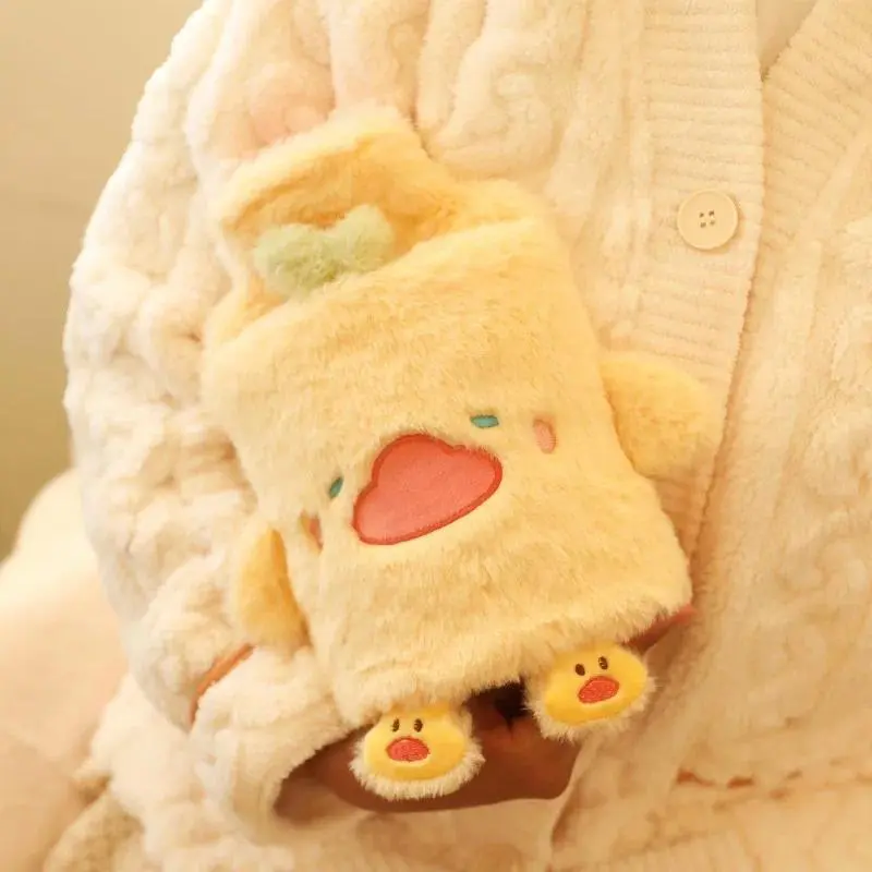 Cute Plush Hot Water Bottle 1000ml Large PVC Leakproof for Warming Bed Couch Hands and Feet Winter Warm Bag