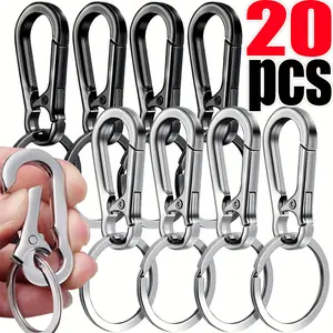 1/20pcs Carabiner Clip Keychain Metal Carabiner Shape Key Ring Keyring Key Holder Clips Hook Holder Organizer Car Keys Finder