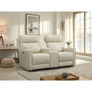 【5 Packages Shipping】Genuine Leather Recliner with USB & USB-C Ports, Power Headrest, Footrest & Backrest