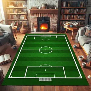 Creative Football Field Pattern Super Soft Fluffy Area Rug, 1 Count Non-slip Soft Floor Mat, Decorative Carpet for Home Living Room Bedroom Dormitory