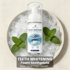 Halo Code 4D Dazzle White & Fresh Foam Toothpaste Effective Oral Care Bad Breath Killer Natural Herbal Fresh Breath Teeth Whitening Fluoride-Free Mint Flavor 2-in-1 Solution 60ml health gentle snow removal cleaning whiter smile improves xylitol strips