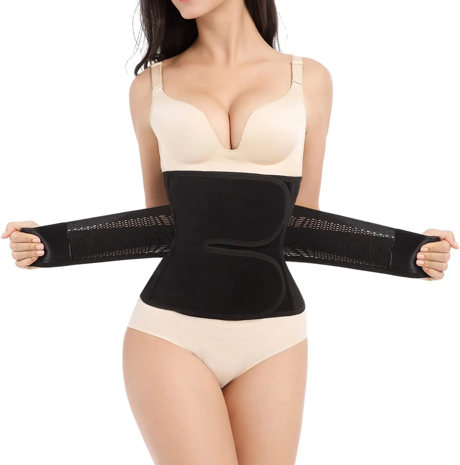 Women's Shapewear Postpartum Belly Band - C-Section Belly Binder, Post-Surgery Abdominal Girdle, Tummy Tuck Compression Wrap Waist Trainer (Black, Medium)