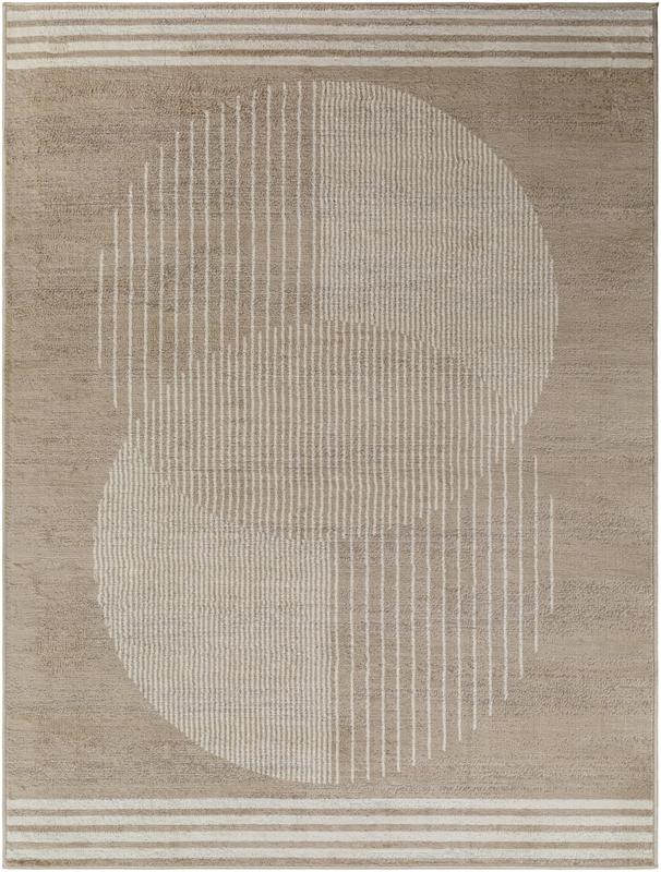 Livabliss Floransa Collection Modern Machine-Woven Round Decorative Area Rug (FSA2374-67RD) - 6 ft. 7 in. x 6 ft. 7 in. Polypropylene, Minimalist Lines, Woven Texture, for High-Traffic Indoor Home Use
