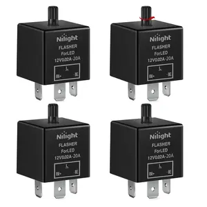 Nilight 4 Pcs Flasher Relay Adjustable 3 Pin CF13 JL-02 Electronic Blinker Relay 12V 150W Fixes Car Turn Signal and Hazard Warn Hyper Blink Flash or No Flash for LED and Halogen Bulbs