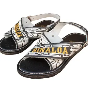 SINALOA Mexico EMBROIDERED 2 strap HUARACHE Mexican sandals with cushioned tire sole