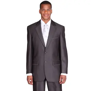 Mens 2 Button Diagonal Shiny Sharkskin Suit in Black
