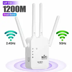 WiFi Extender 1200mbps Dual Band (5GHz/2.4GHz), Signal Booster WiFi Repeater Extender Coverage 10,000 Sq Ft, 50 Devices, Ethernet Port, Us Plug